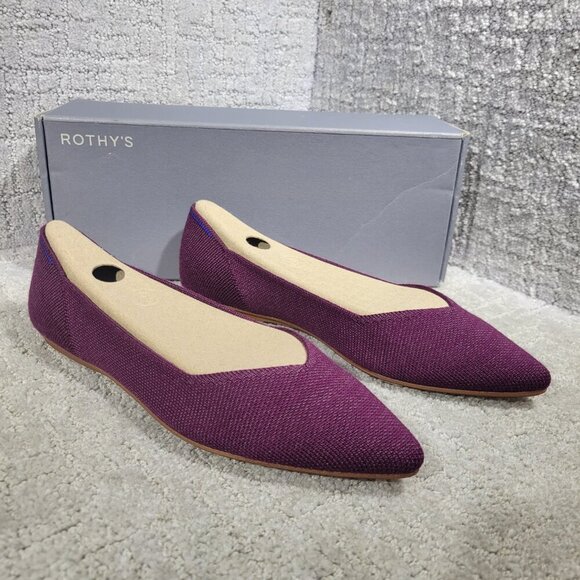 Rothy's The Merino Aubergine Purple Pointed Flat Shoes Women's Multiple Sizes - Picture 6 of 12